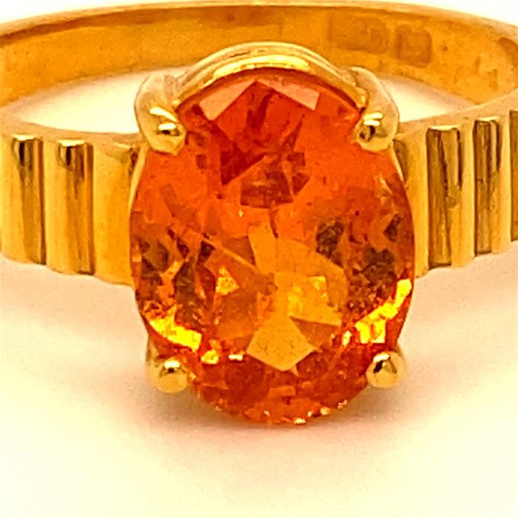 Mandarin Spessartine 3.30ct Solid 22K Gold Ring - Picture 6 of 6